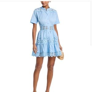 Aqua Light Blue Lace Mini Dress